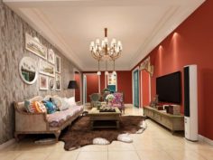 Stylish avant-garde living room design 09 3D Model