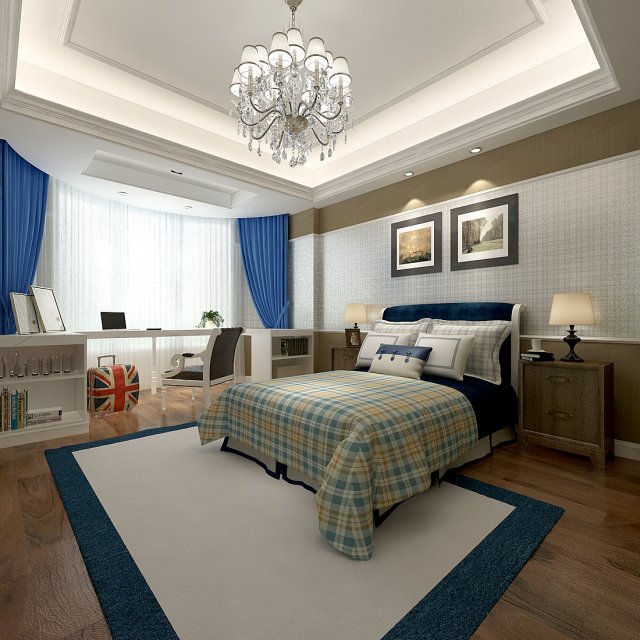 Stylish bedroom complete 148 3D Model