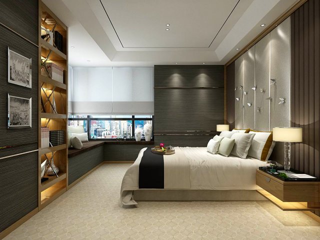 Stylish master bedroom design 90 3D Model