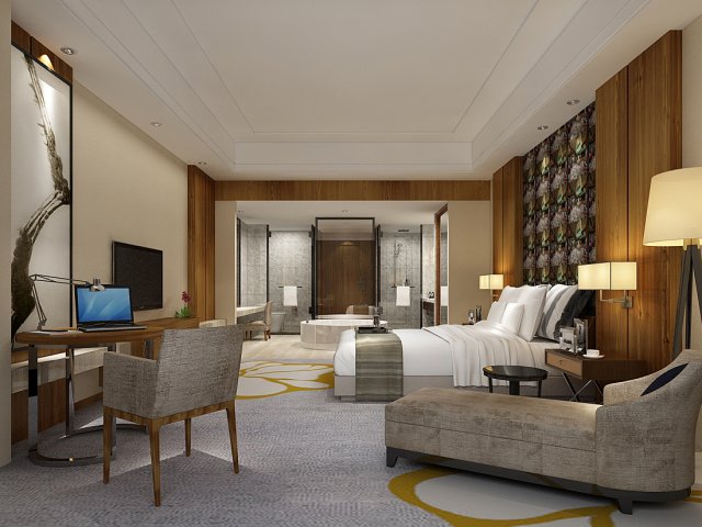 Bedroom hotel suites designed a complete 83 3D Model