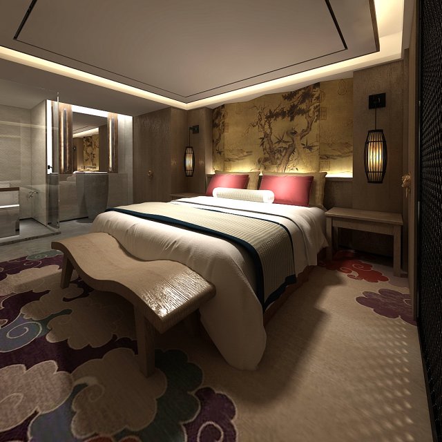 Bedroom hotel suites designed a complete 174 3D Model