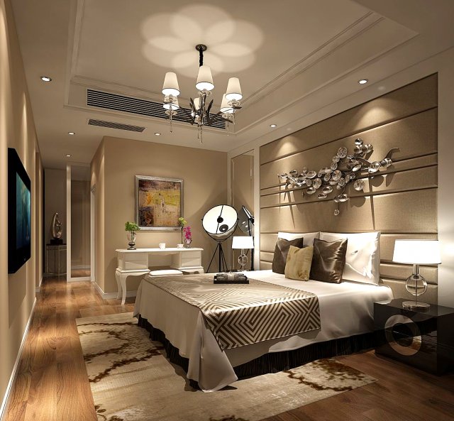 Stylish bedroom complete 48 3D Model