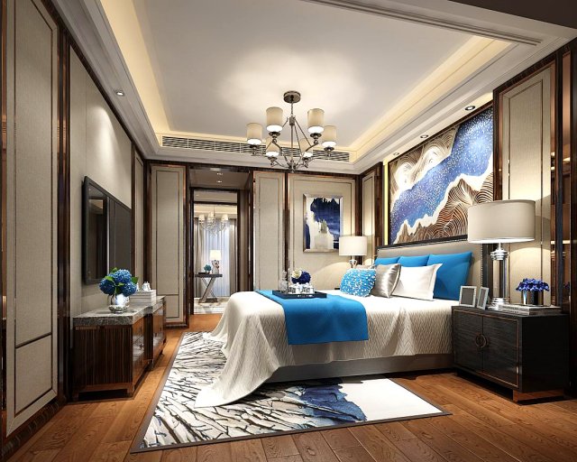 Stylish master bedroom design 88 3D Model