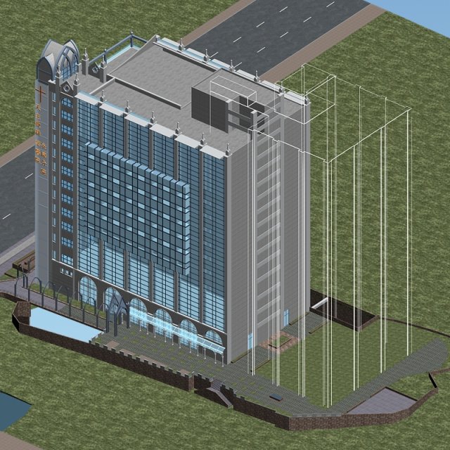 City office building construction avant-garde design hotel – 443 3D Model