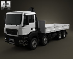 MAN TGS Flatbed Crane Truck 4-axis 2012 3D Model