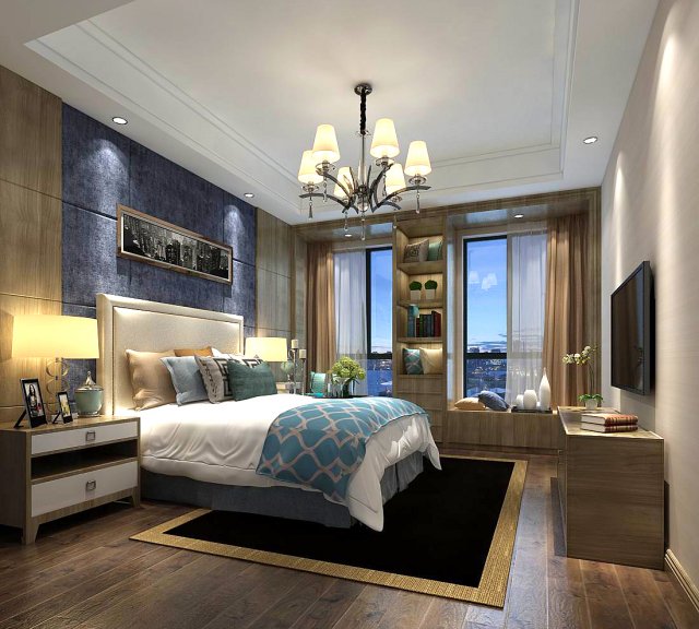 Stylish master bedroom design 91 3D Model