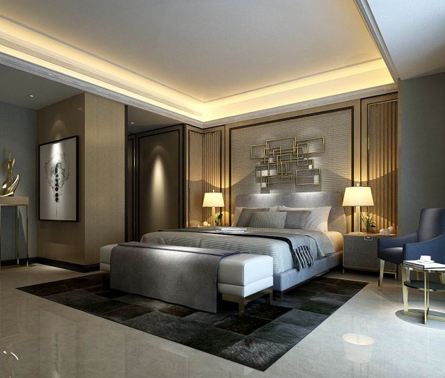 Stylish master bedroom design 14 3D Model
