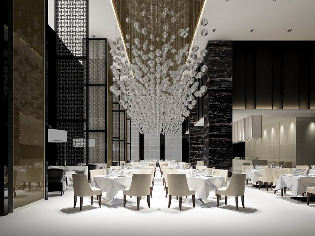 Luxury large hotel restaurant 03 3D Model