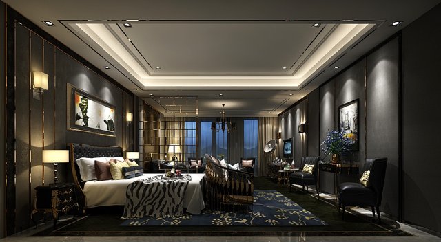 Bedroom hotel suites designed a complete 113 3D Model