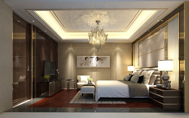 Stylish bedroom complete 68 3D Model