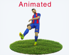 Lionel Messi Game Ready Football Player Kick Animation 3D Model