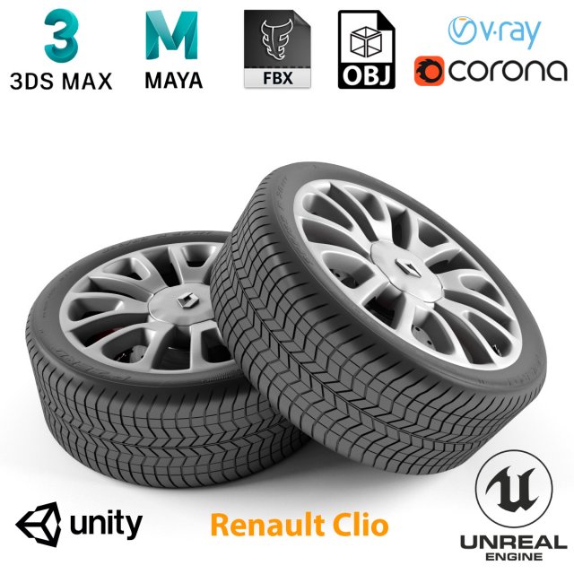 Renault Clio Wheel 3D Model