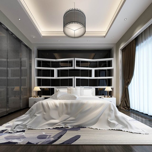 Stylish master bedroom design 20 3D Model