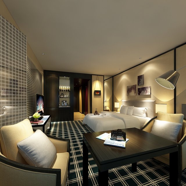 Bedroom hotel suites designed a complete 156 3D Model