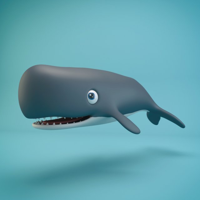 Cartoon Whale 3D Model