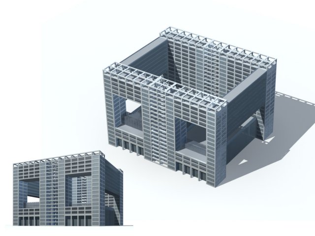 City office building construction avant-garde design hotel – 123 3D Model