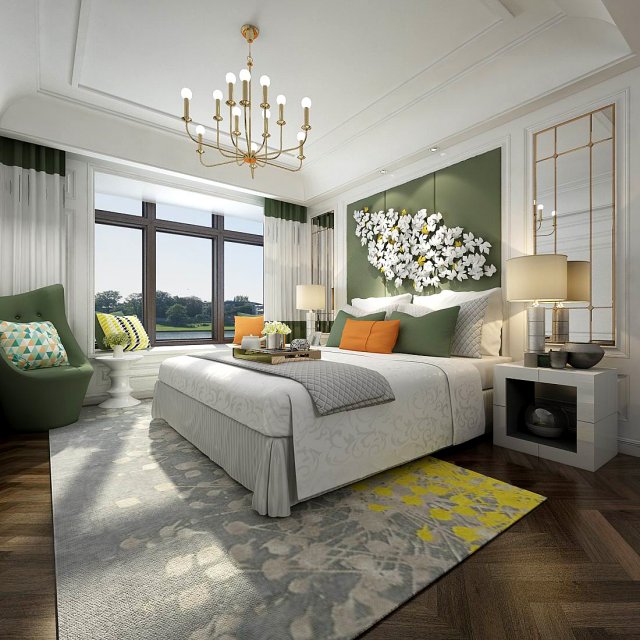 Stylish master bedroom design 04 3D Model
