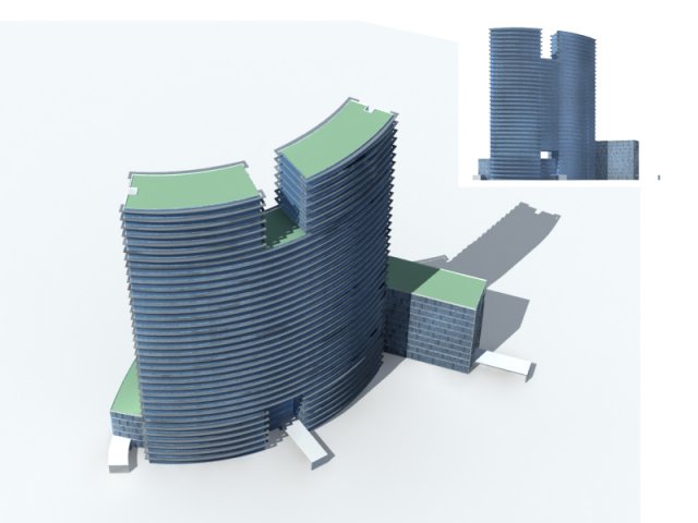 City office building construction avant-garde design hotel – 348 3D Model