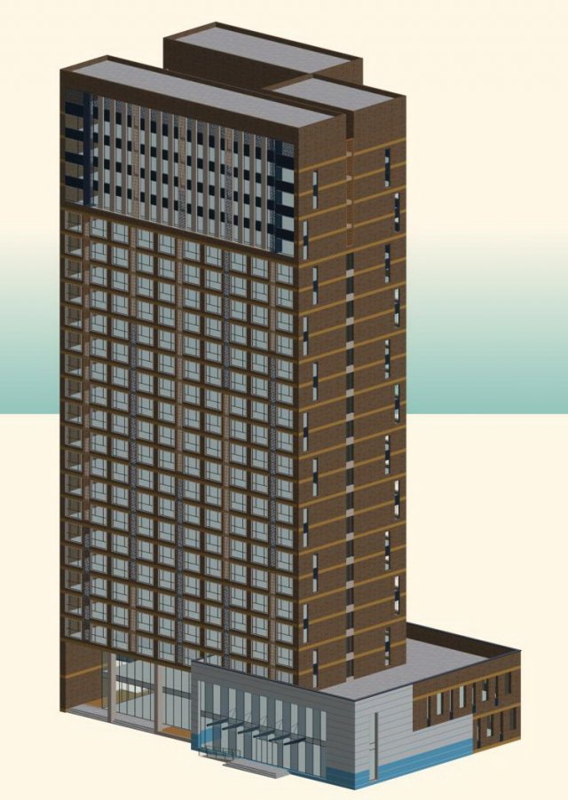 City office building construction avant-garde design hotel – 471 3D Model