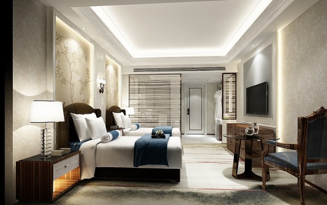 Bedroom hotel suites designed a complete 116 3D Model