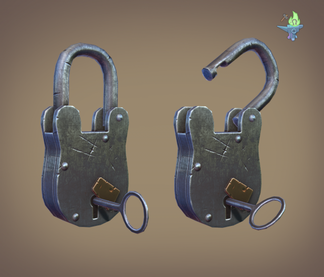 Medieval Padlock 3D Model