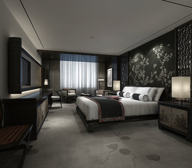Bedroom hotel suites designed a complete 122 3D Model