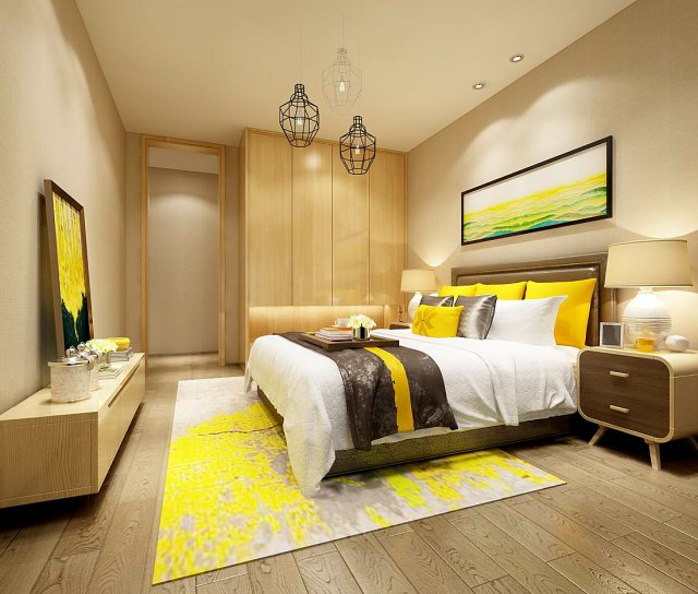 Stylish bedroom complete 108 3D Model