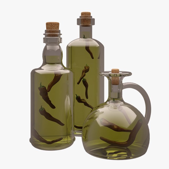 Olive Oil Bottles 3D Model