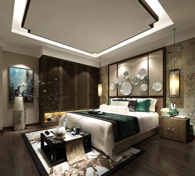 Stylish master bedroom design 64 3D Model