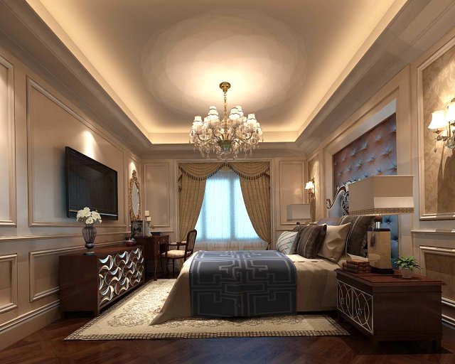 Stylish bedroom complete 62 3D Model