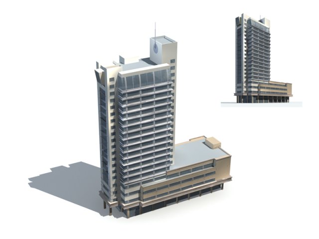 City office building construction avant-garde design hotel – 264 3D Model