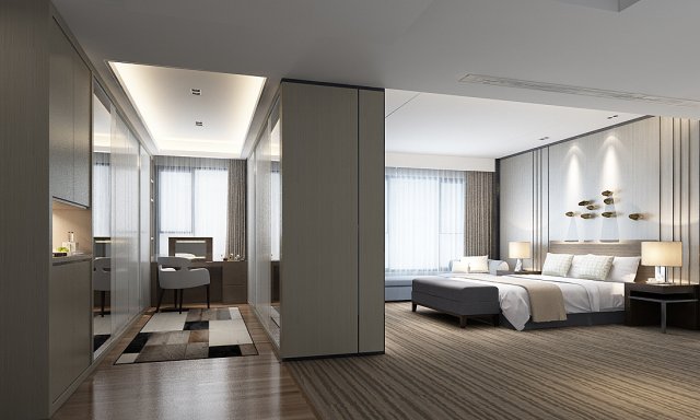 Bedroom hotel suites designed a complete 60 3D Model