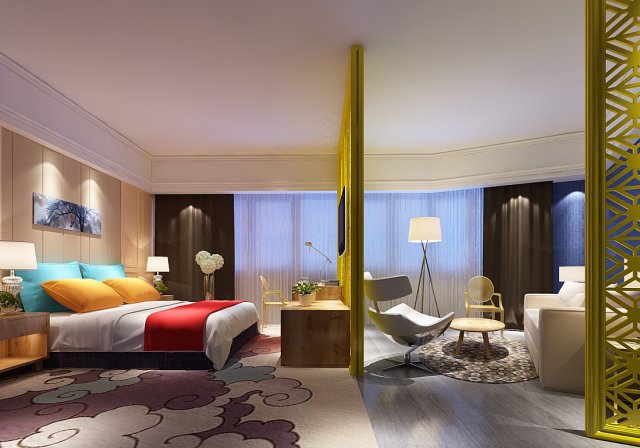 Bedroom hotel suites designed a complete 84 3D Model