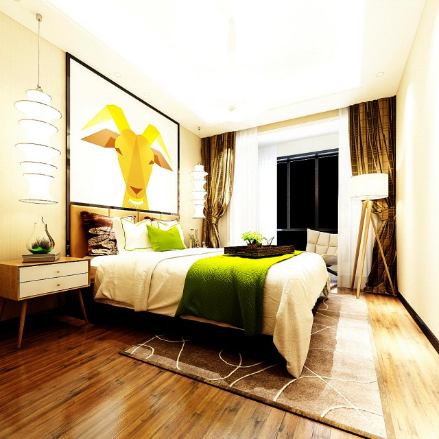 Stylish master bedroom design 33 3D Model