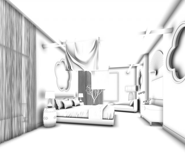 Bedroom hotel suites designed a complete 144 3D Model