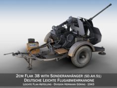 2cm Flak 38 with SDAH 51 – Trailer – DHG 3D Model