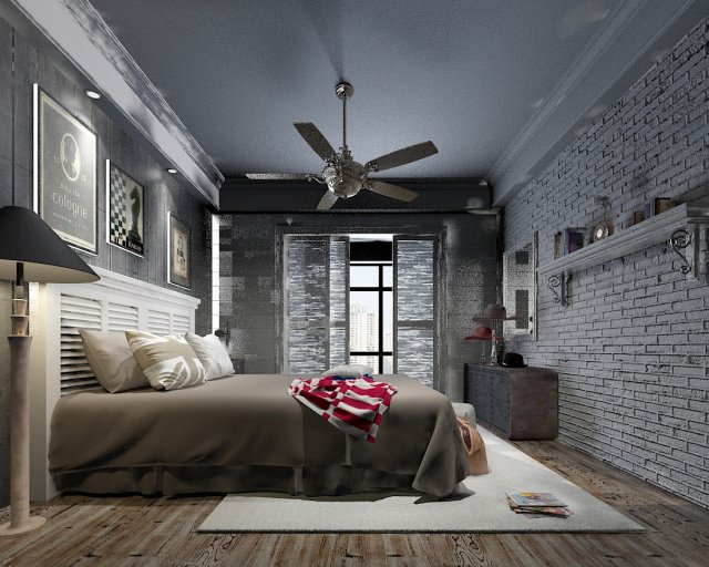 Stylish bedroom complete 191 3D Model