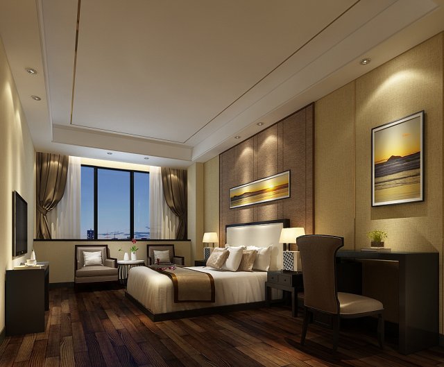 Bedroom hotel suites designed a complete 130 3D Model