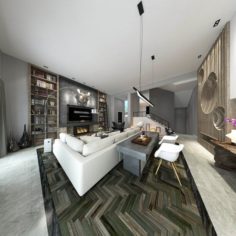 Stylish avant-garde living room design 12 3D Model