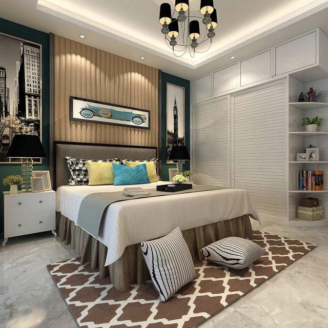 Stylish bedroom complete 11 3D Model