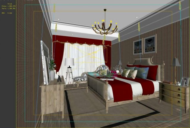 Stylish bedroom complete 138 3D Model