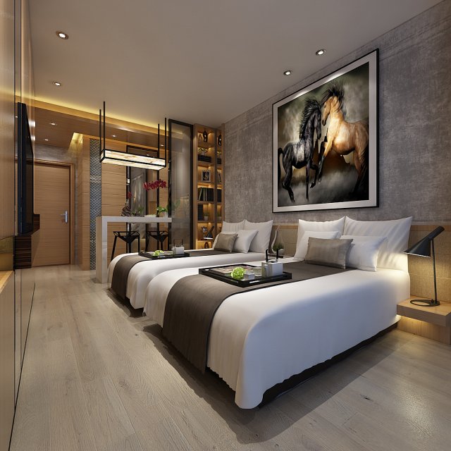 Bedroom hotel suites designed a complete 30 3D Model