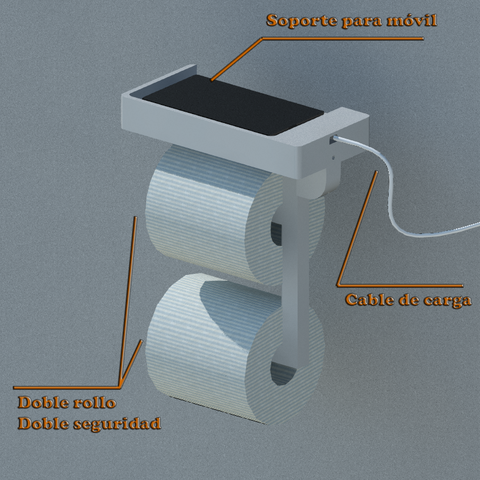 Toilet paper holder with mobile charging base for complicated moments 3D Print Model
