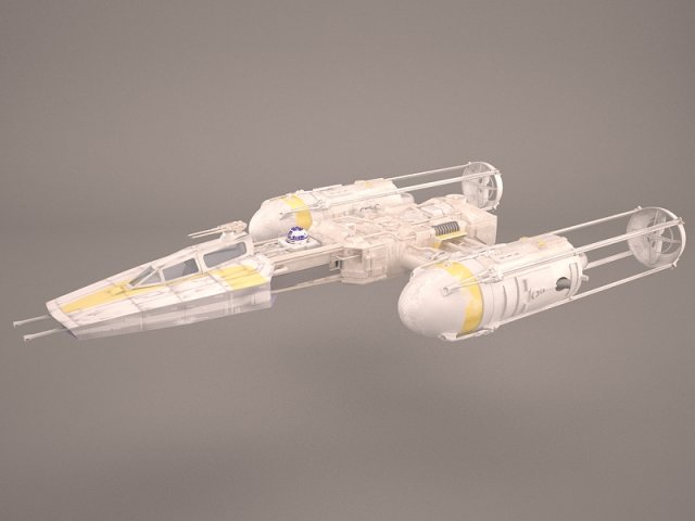 Y-Wing Starfighter and R2D2 Star Wars 3D Model