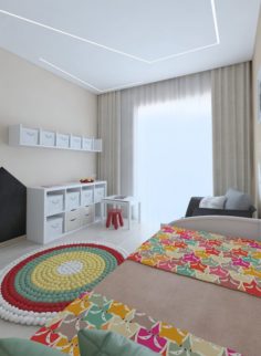 Elegant child room with modern lighting 3D Model