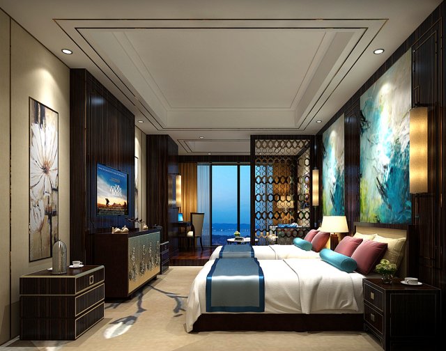 Bedroom hotel suites designed a complete 04 3D Model