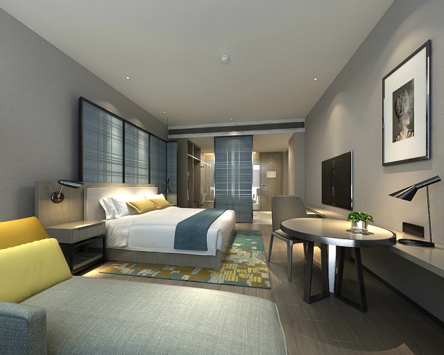 Bedroom hotel suites designed a complete 152 3D Model