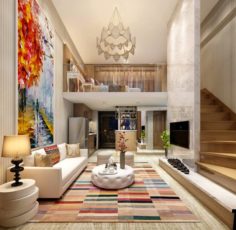 Stylish avant-garde living room design 11 3D Model
