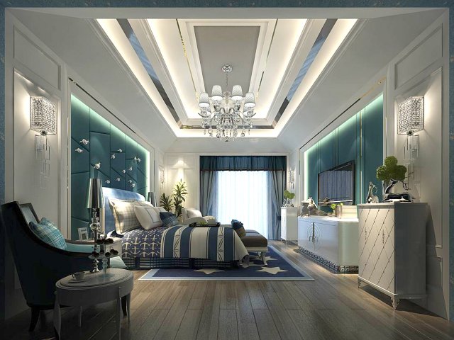 Stylish master bedroom design 46 3D Model