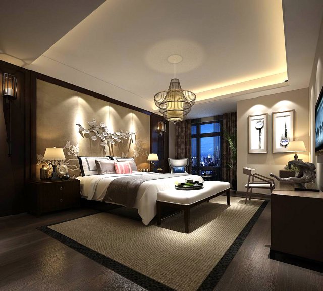 Stylish master bedroom design 76 3D Model